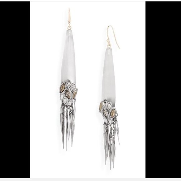 Alexis Bittar 'Alexandria' Gunmetal Fringe & white Lucite® Earrings - Picture 3 of 6